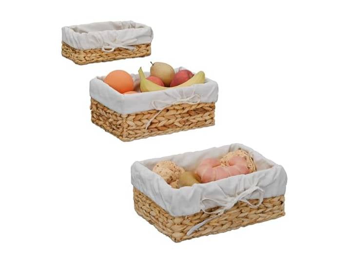 Relaxdays Corbeille à pain\, lot pratique de 3\, insert en coton\, design scandinave\, nature et crème