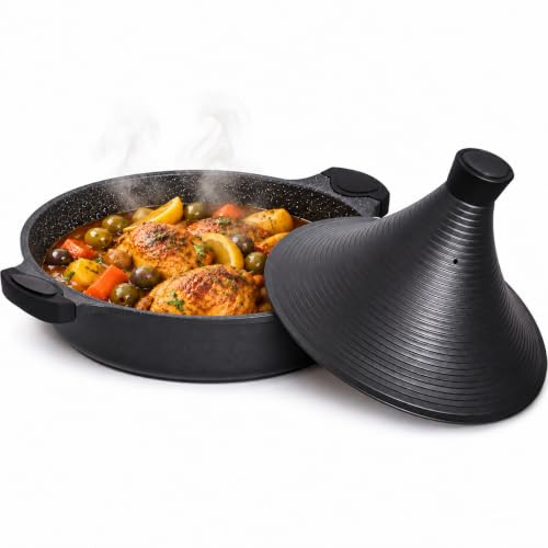Royal Swiss Tajine Marokkaanse schaal voor inductie en alle vuren, Zwart, Ø 32 cm