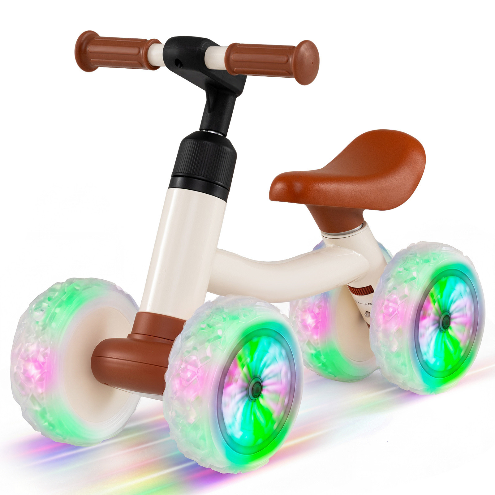 Costway Kinderen Loopfiets met 4 Verlichte Wielen en 45° Stuurhoekbegrenzer