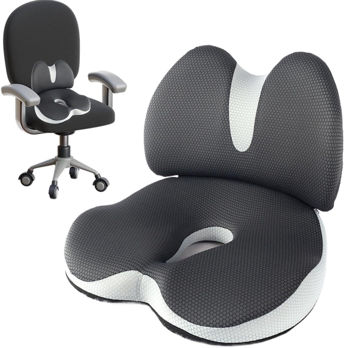 Ergonomisch lendensteunkussen voor rugondersteuning - Grijs - 39 x 10 x 27 cm