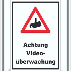 HB-Druck Achtung Videoüberwachung Aufkleber A4 (210x297mm)