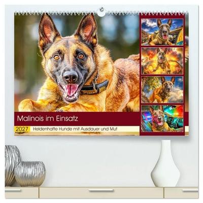 Malinois im Einsatz. Heldenhafte Hunde mit Ausdauer und Mut (hochwertiger Premium Wandkalender 2027 DIN A2 quer), Kunstdruck in Hochglanz