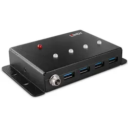 Lindy 4 Port USB 3.0 Metal Hub 4 zusätzliche USB 3.0 Anschlüsse (USB-B, 4 Ports), Dockingstation + USB Hub, Schwarz