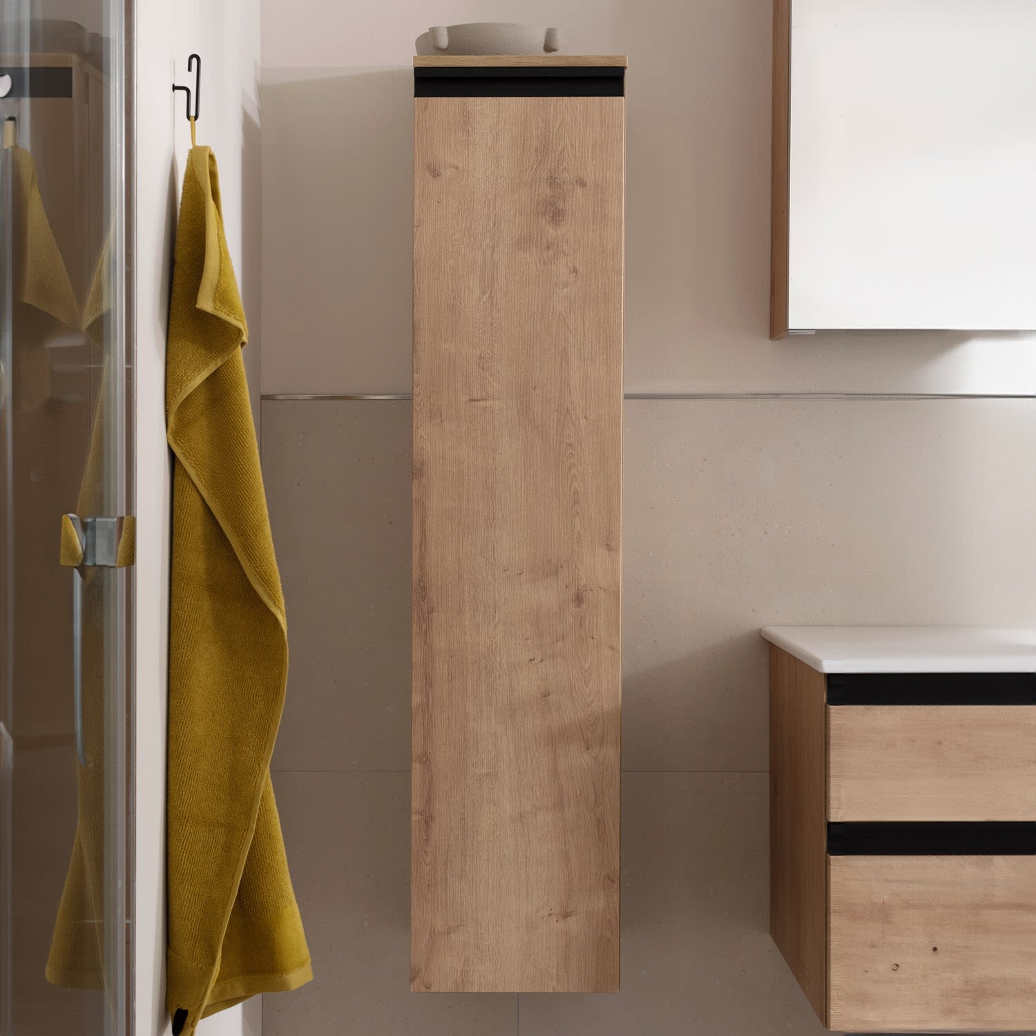 SCHÖNER WOHNEN-Kollektion Stockholm Mittelschrank 30,2 x 133,5 cm mit 1 Tür, Anschlag links