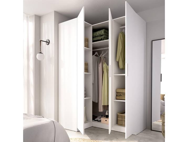 Reeves - Armoire 3 Portes\, 95x142 cm Blanc\, Porte-manteaux