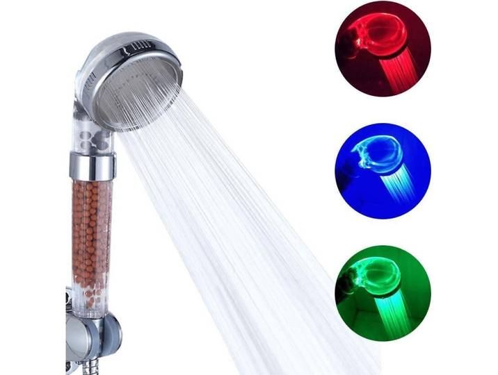LED Handbrause mit Farbwechsel, Temperatur gesteuert, 3 Farben, Sparduschkopf, Chrom