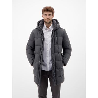 Wintermantel LERROS "Warmer Wintermantel für Herren", Herren, Gr. XL, grau (schwarz), 100% Polyester, Mäntel Wintermantel
