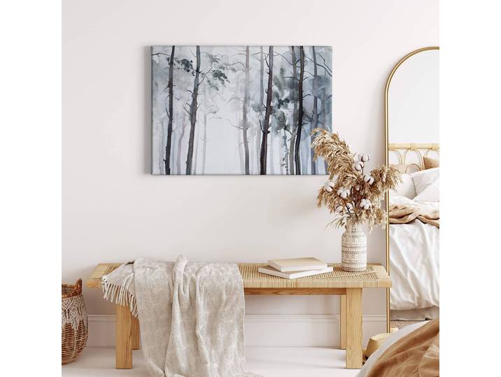 Impression sur toile Watercolor Forest Polyester PVC / Épicéa Blanc 70 x 50cm