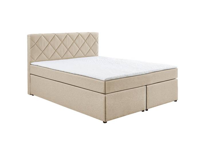Boxxx Boxspringbett, Creme, Kunststoff, H2, 140x200 cm, Oeko-Tex® Standard 100, gepolstertes Kopfteil, Topper durchgehend, In verschiedenen Grössen erhältlich, Matratze durchgehend, Schlafzimmer, Bett, Boxspringbetten