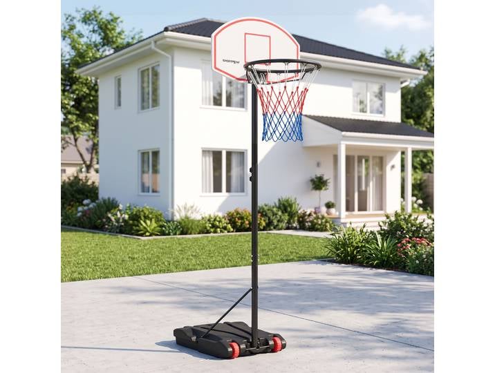 SPORTNOW Panier Basket Extérieur 2en1 Hauteur Réglable Portable Noir