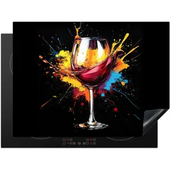 HERDABDECKPLATTE Wein - Glas - Graffiti - Getränk - Rot - Farbe Induktionsmatte 71x52 cm