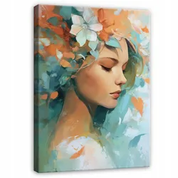 LEINWANDBILD Frau Blumen Grün 40x60 cm