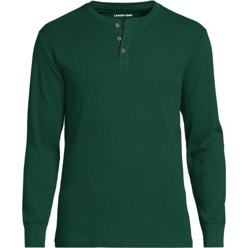 Henley-Schlafshirt für Herren, Herren, size: regular, Grün, Baumwolle, by Lands' End