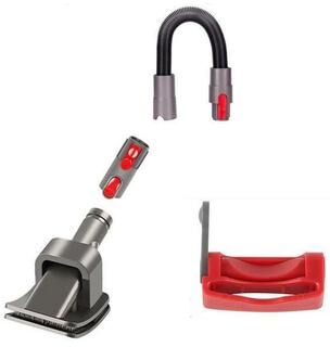 Inspired Deals 4 in 1 Pet Grooming Brush For Dyson With Hose Kit For V6 V7 V8 V10 V11 V15 red Switch Lock