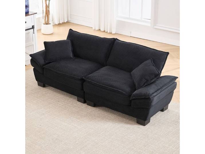 Un canapé double moderne et simple équipé de un lit à ressort En velours Noir C'est confortable Un oreiller suffit Noir