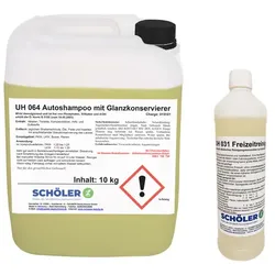 Schöler UH 064 Autoshampoo mit Konservierer 10 kg als Aktionsangebot mit GRATIS UH031 Freizeitreiniger 1 L