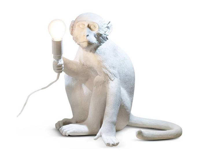 SELETTI lampe de table MONKEY LAMP à LED (Blanc - Résine)