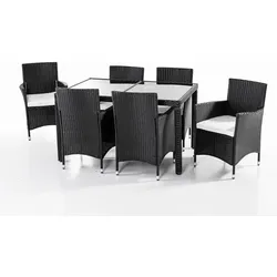 Hardin 1fachgut 13tlg. Dining-Set VERA aus Polyrattan mit Glastisch inkl. Polsterauflagen