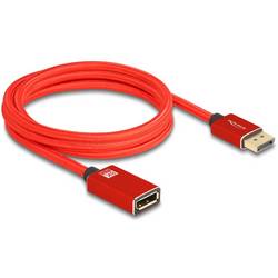 Delock DisplayPort Anschlusskabel DisplayPort Stecker, DisplayPort Buchse 2 m Rot 81082 8K UHD, dreifach geschirmt, vergoldete Steckkontakte DisplayPort-Kabel