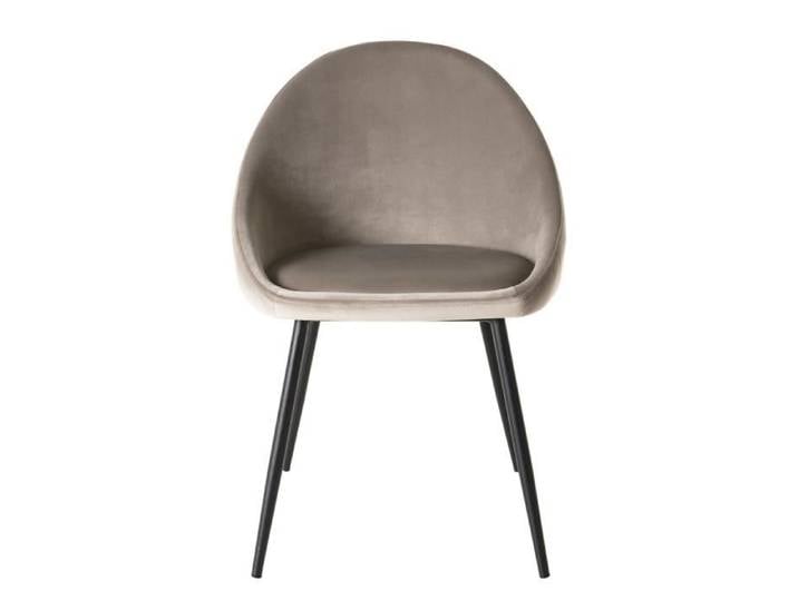 MACABANE AUGUSTIN - Lot de 2 chaises velours chamois beige pieds métal noir