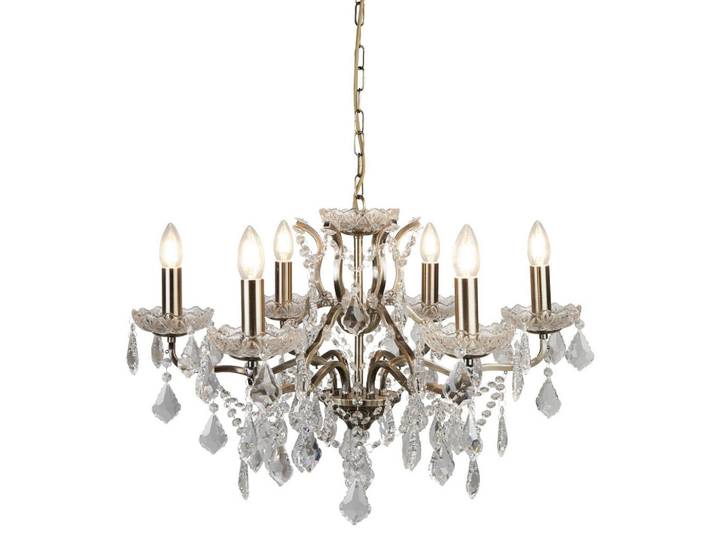 Kristall-Hängeleuchte Paris, Klar, Metall, Glas, 43 cm, Lampen & Leuchten, Leuchtenserien