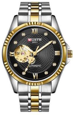 Uplifted Trends Business Personality Trend Mechanical Mens Steel Band Watch black