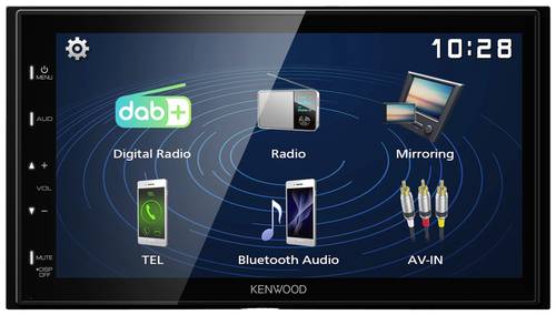 Kenwood DMX129DAB Doppel-DIN Moniceiver Bluetooth-Freisprecheinrichtung, DAB+ Tuner, Anschluss für Rückfahrkamera, Anschluss für
