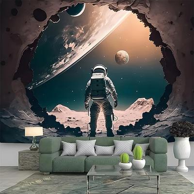 Astronauten-Weltraum-Wandteppich, Galaxie, Planet, Universum, Sci-Fi-Ästhetik, Raumdekoration für Schlafzimmer, Wohnzimmer, Studentenwohnheim, große Stoffkulisse
