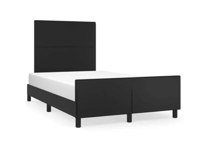 PUGYNBK Bettgestell 120 x 200 cm, Kunstleder, Schwarz Verstellbares Kopfteil, Holzleisten, robuste Beine, einfache Reinigung