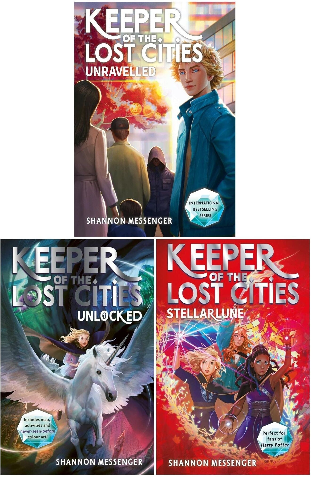 Simon & Schuster Keeper of the Lost Cities Series 3 Books Set by Shannon Messenger (Unlocked, Stellarlune, Unravelled)