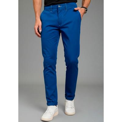 Chinohose KANGAROOS, Herren, Gr. 30, Länge 34, blau, Web, Obermaterial: 98% Baumwolle, 2% Elasthan, regular fit lang, Hosen Chinohose, Regular Fit, mit geradem Bein, etwas niedrigere Leibhöhe