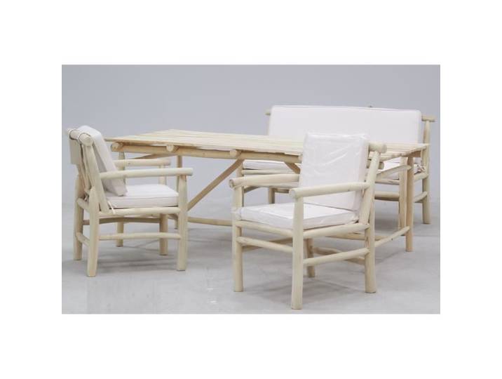 Ensemble salon de jardin en bois brut - Meuble de jardin - Salon bas - 4 personnes