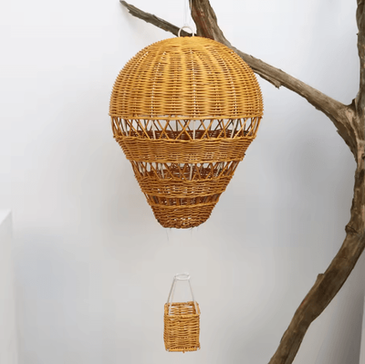 Inspire Picks Handwoven Rattan Hot Air Balloon Decor Nursery Wall Hanging & Baby Photo Prop brown 30x22cm