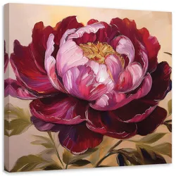 LEINWANDBILD Rot bemalte Pfingstrosenblume 50x50cm