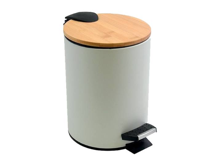 Spirella Badezimmer Treteimer Stahl/ Bambus ADONIS 3L Weiss