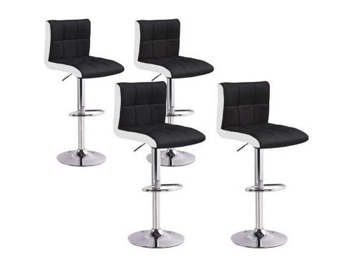 Lot de 4 tabourets de bar Magic Noir - Simili - Réglable en hauteur - Originalité - Confort