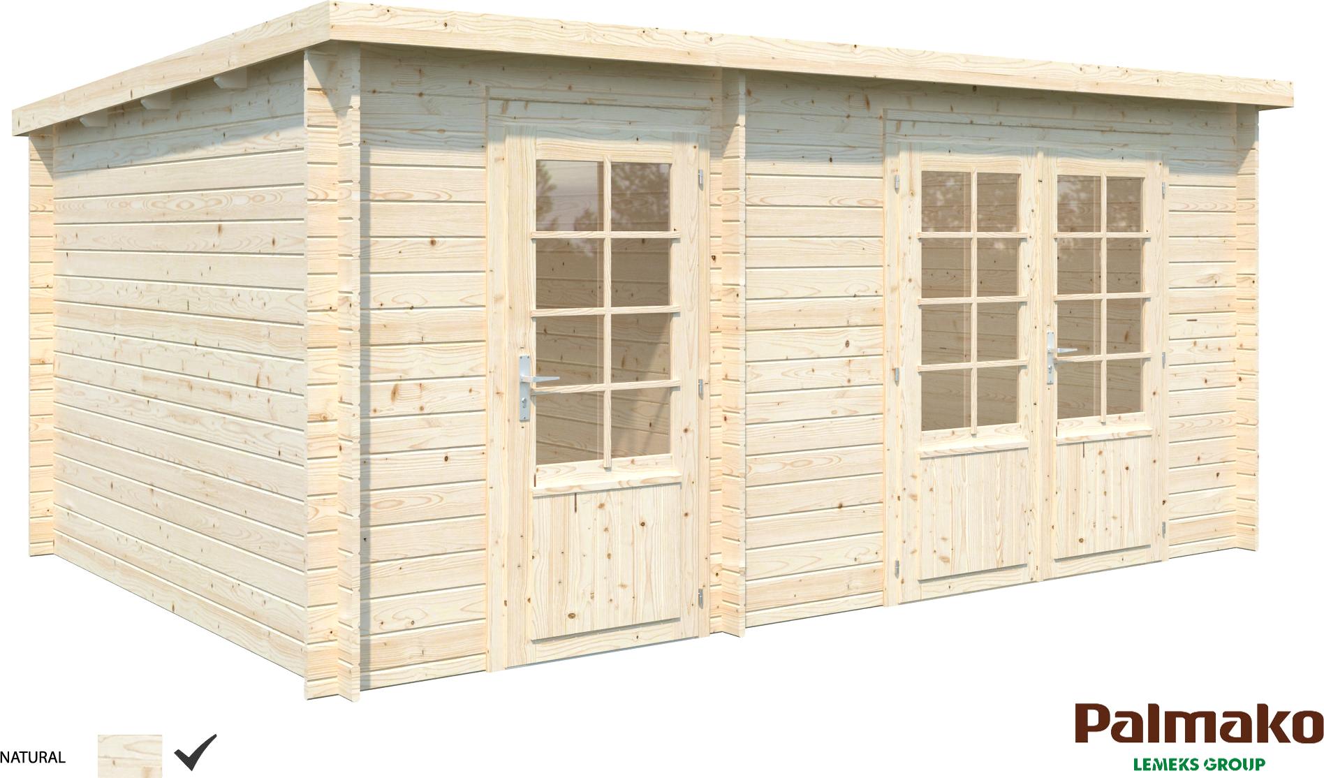 Palmako Gartenhaus Ella 13,1 m² Zweiraumhaus - 28 mm Transparent tauchimprägniert