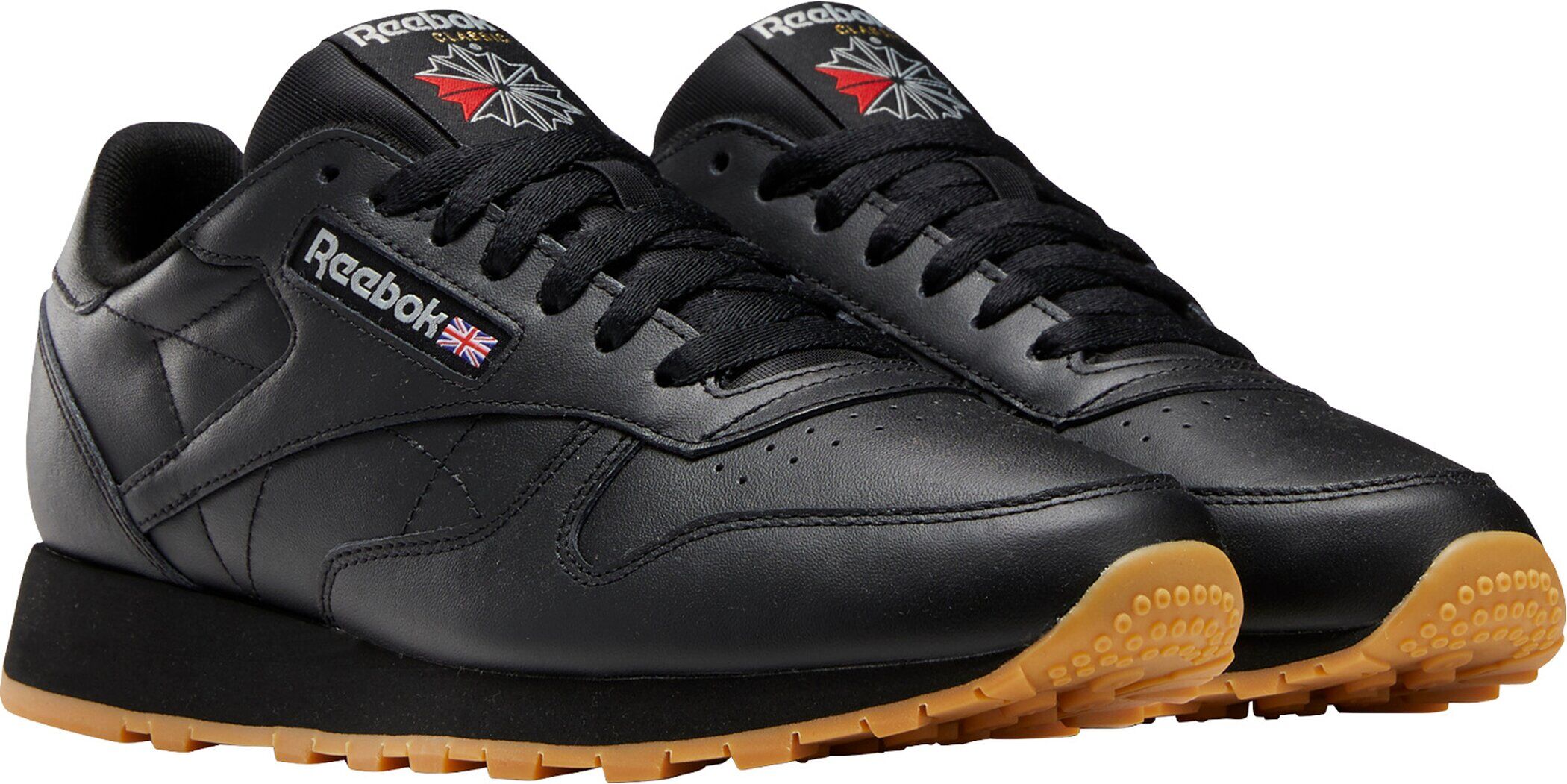 Sneaker REEBOK CLASSIC "CLASSIC LEATHER", Damen, Gr. 41, schwarz (schwarz, gum), Leder, Schuhe Sneaker, zeitloser Heritage-Running-Style mit modernisiertem Komfort & Traktion