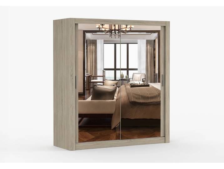 Schwebetürenschrank MILAN 180 cm Sonoma Eiche Sonoma Eiche + Spiegel