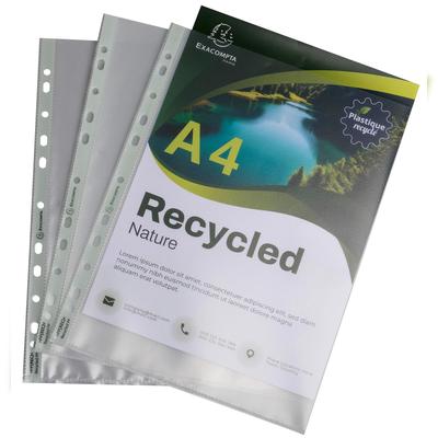 Exacompta 5350E 10x Beutel mit 50 Prospekthüllen, genarbt, Recycling-PP 120, für A4, Forever - Transluzent