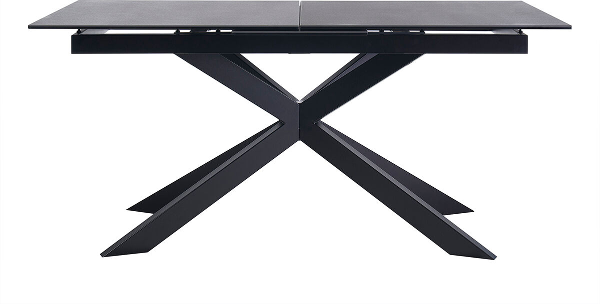 Miliboo Tisch zum Ausziehen aus schwarzer Keramik und Metall L168-210 cm MELZA