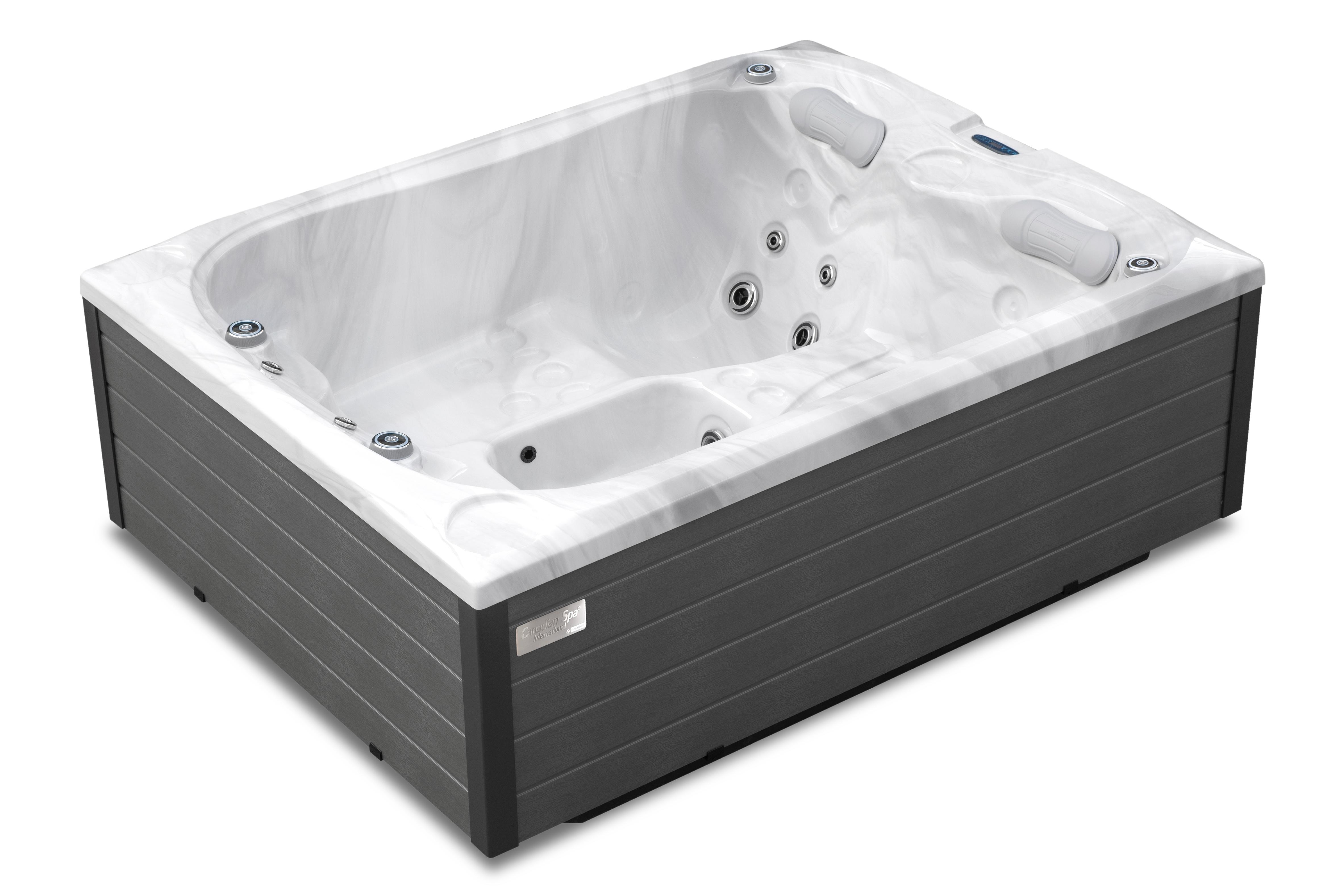 HAF Acryl Whirlpool Emerald Basic "White Marble" | 216x165x78cm für 3 Personen | Ohne Winterabdeckung | Outdoor Whirlpool mit LED & Massagefunktion