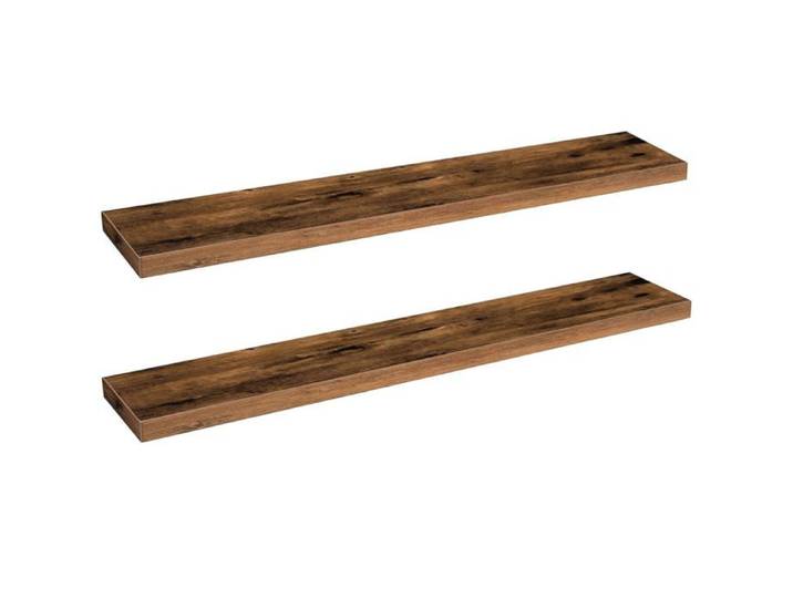 Étagère murale flottante lot de 2 - 120 x 20 cm support caché 10 kg marron rustique fixation murale