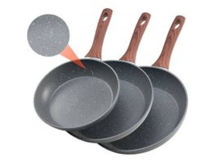 VEVOR Poêle en Aluminium 3PCs 25/28/32,5 cm, Sauteuse Antiadhésive Pré-assaisonnée avec Poignée Résistante à la Chaleur, Ustensiles de Cuisine Restaurant, pour Gaz, Électrique, Induction, Gris