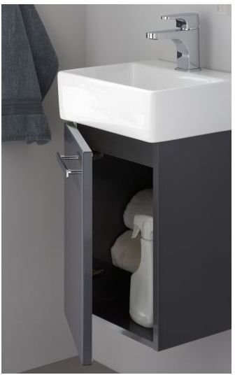 Artiqua Serie 831 Waschtischunterschrank 831-WUT-CM02-L, stahlgrau, links