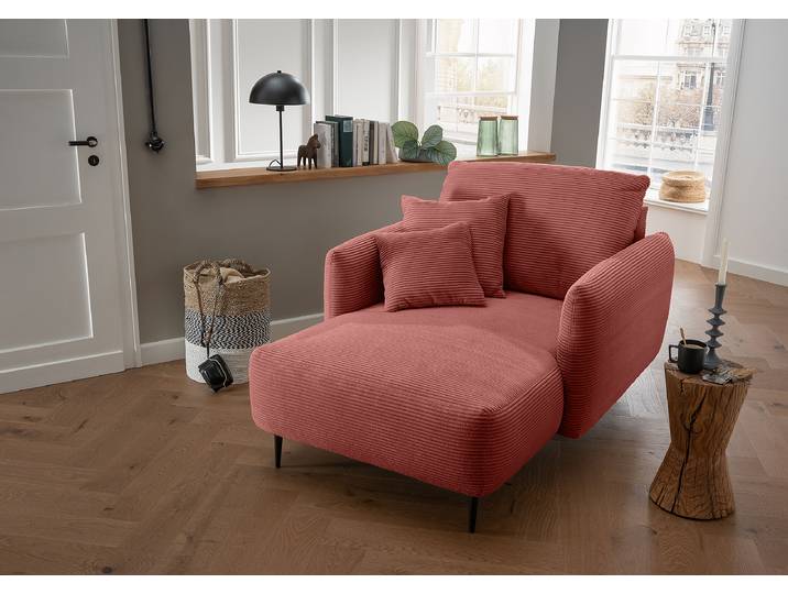 home24 XXL-fauteuil rood Corduroy Duana 112 x 95 x 158cm