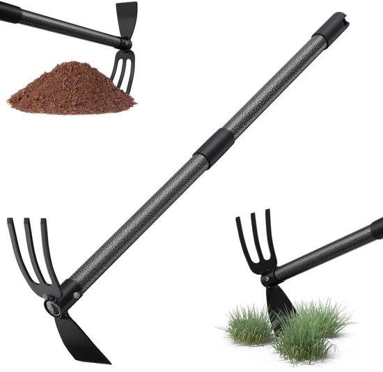 Ibenzoa Verstelbare tuinschep met roestvrijstalen kop en ergonomische steel, 76/116 cm