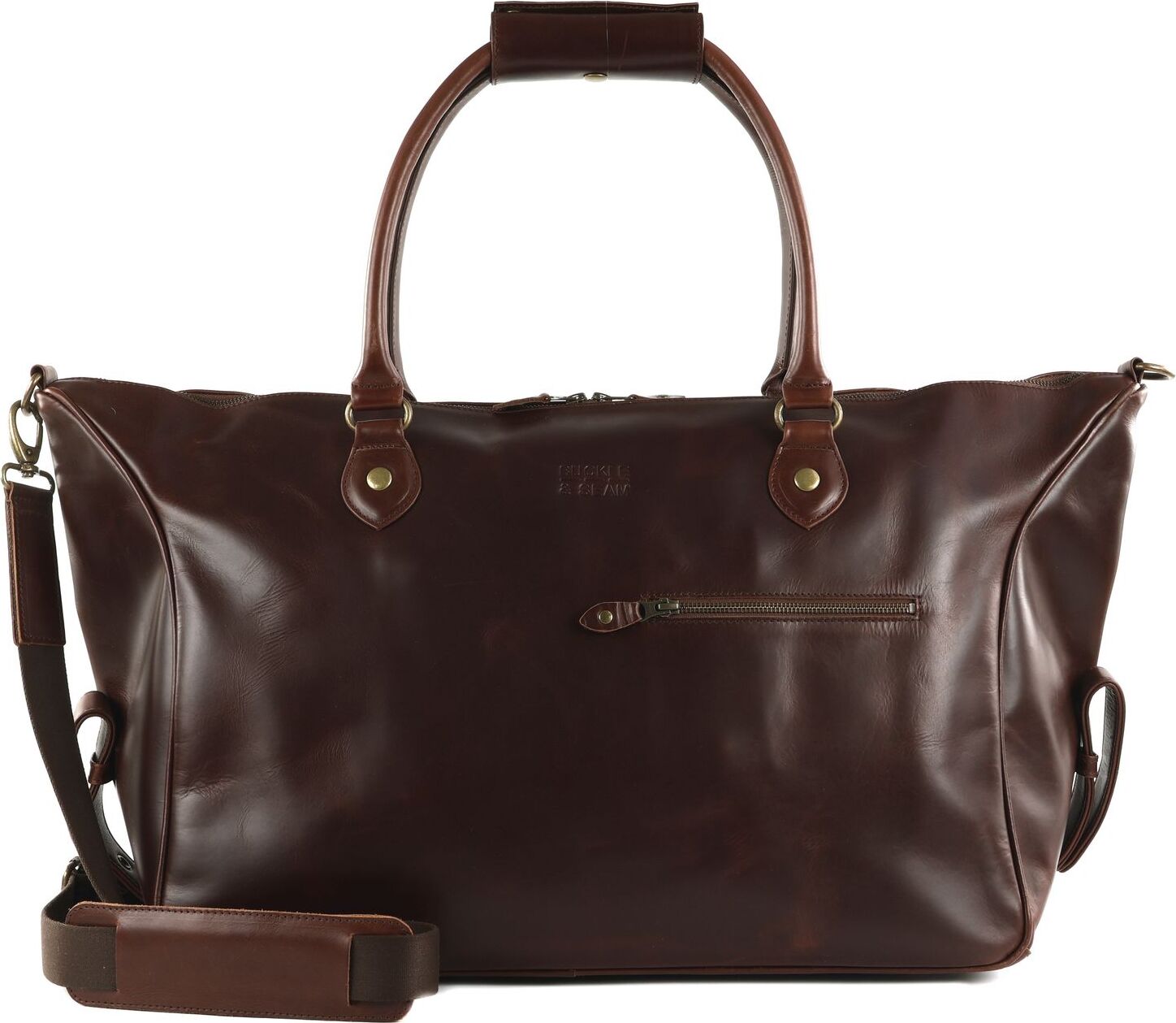 BUCKLE & SEAM Leder Reisetasche Linwood Blu Weekender Brown dunkelbraun
