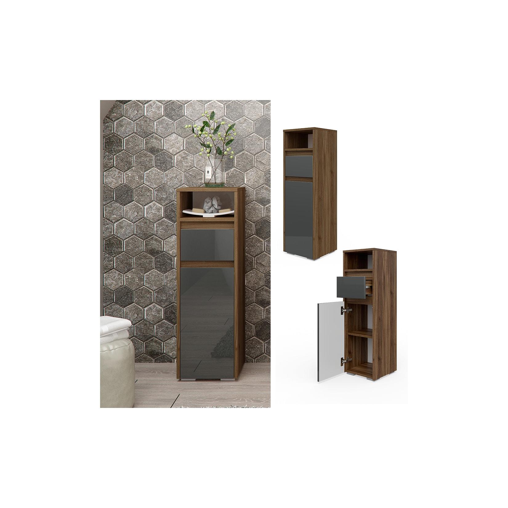 Vicco Midischrank Badschrank Badezimmerschrank Majest Nuss/Anthrazit Schublade