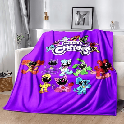 Inspire Curations Smiling Critters Cartoon Soft Flannel Throw Blanket p2 125x100cm 50x40in S